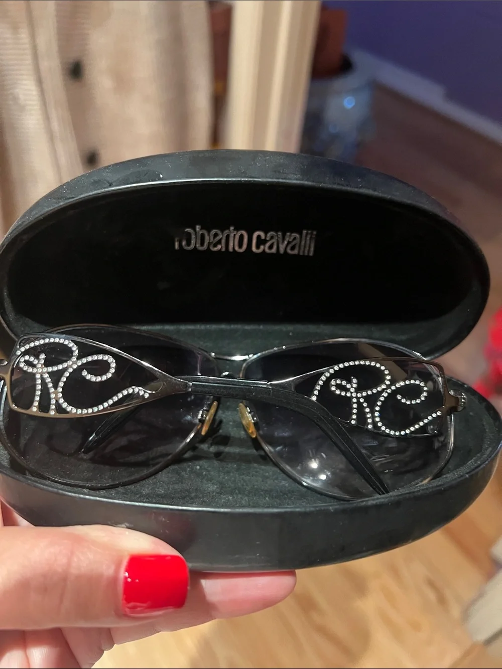 Roberto Cavalli Black Aviator Sunglasses with Smoke Lenses